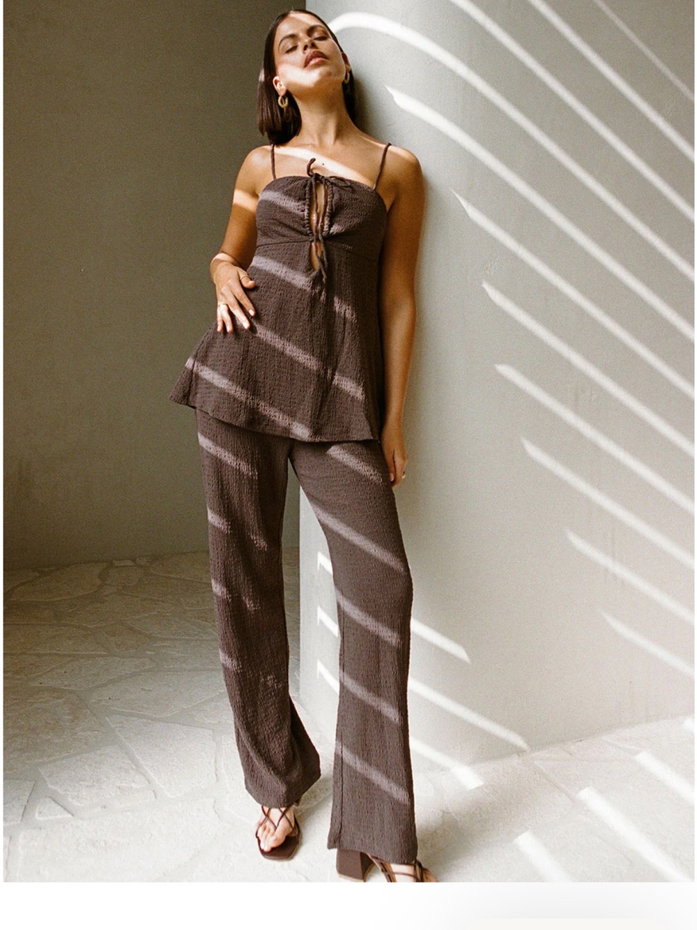 Sabo Skirt Brown Wide-Leg Lounge Pants Set